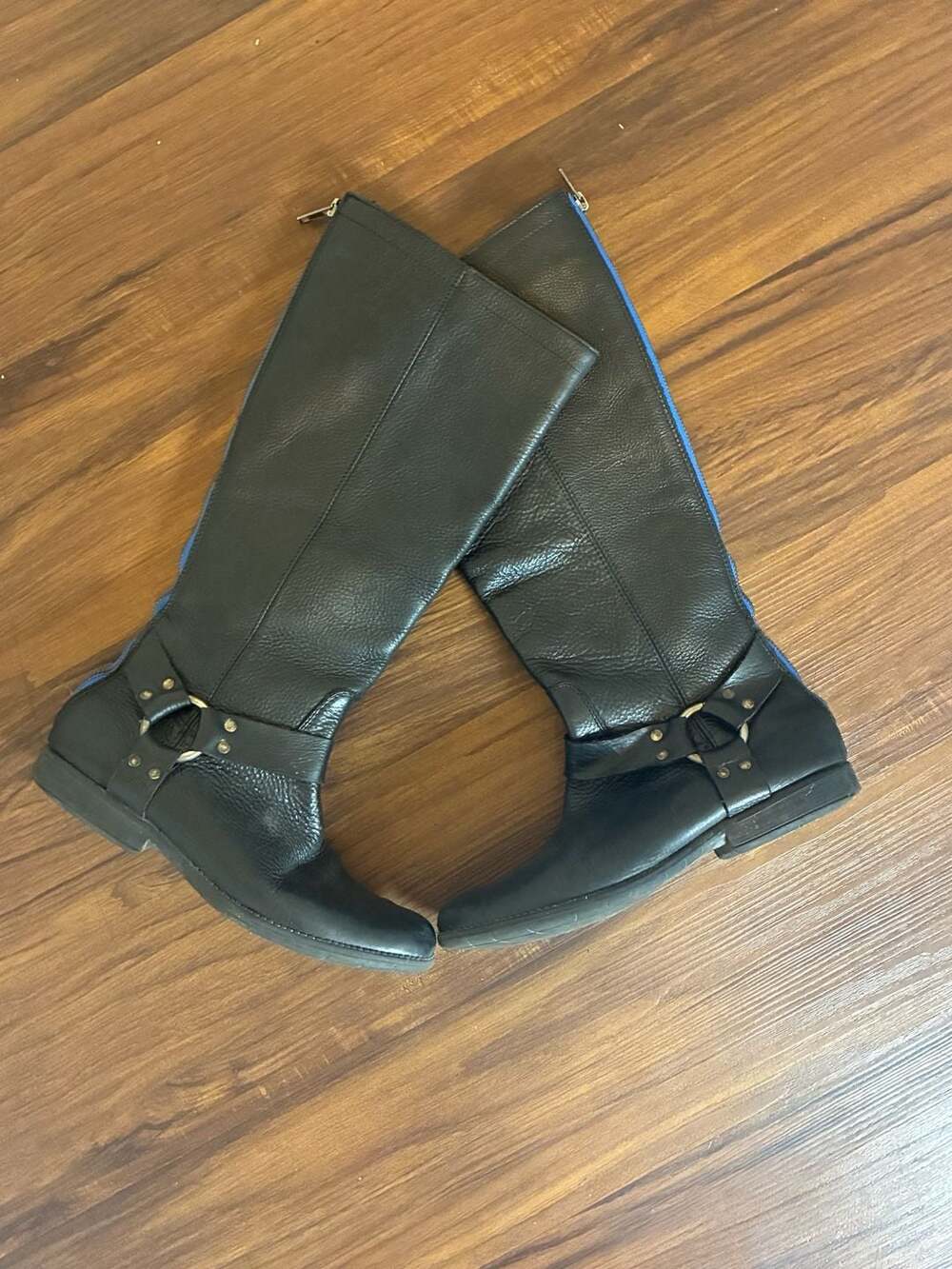 Steve Madden Holden Size 8M Black Leather Harness Boots
